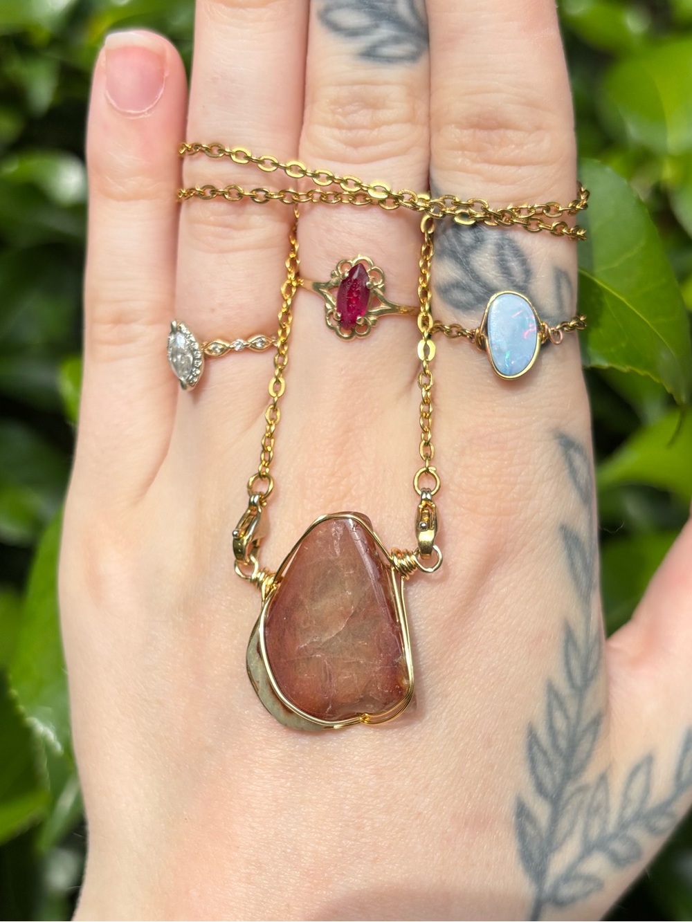 Amphibole quartz interchangeable necklace